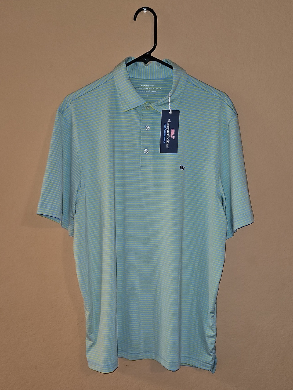 Vineyard Vines Men’s Striped Light Bluwild Lime Polo Size L and NWT